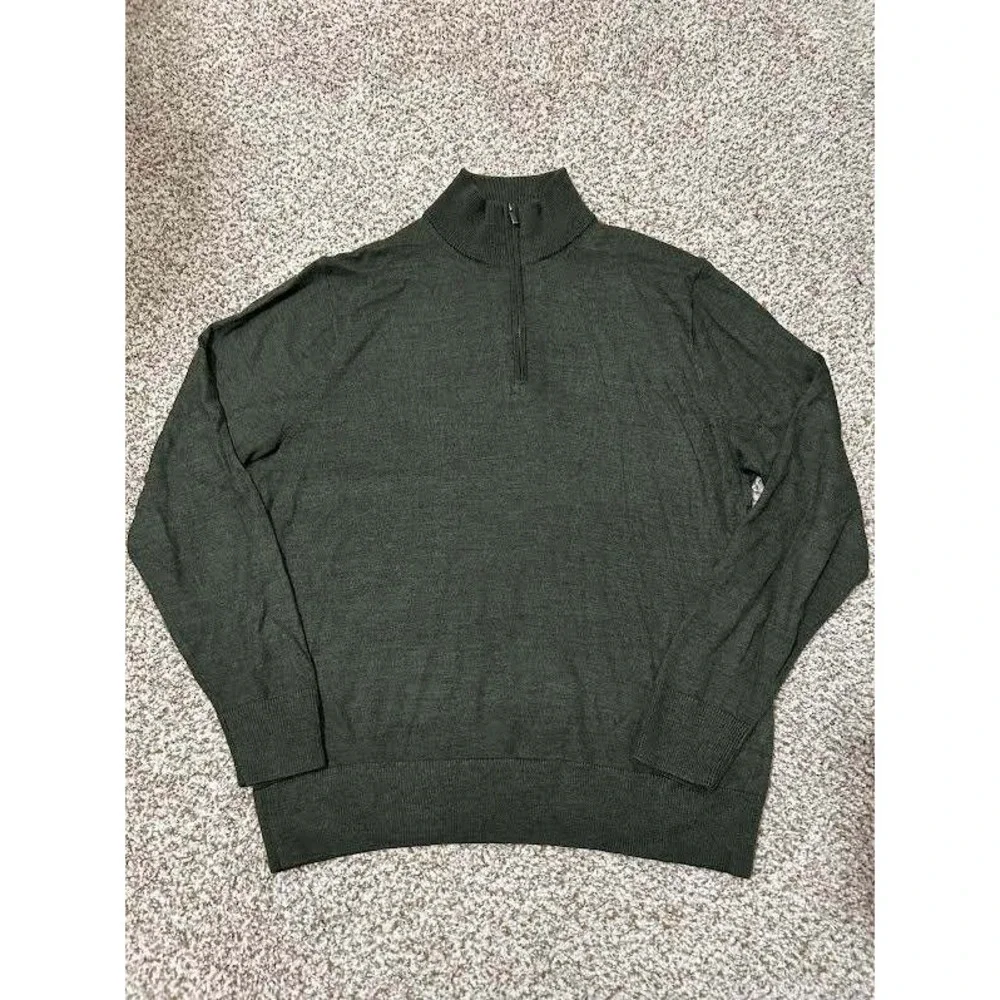 J.Crew Mens Merino Wool Blend Quarter Zip Sweater Olive Green CA562 Size M